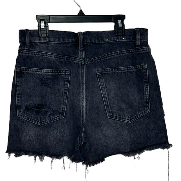 Garage Denim black distressed buttoned fringe shorts size 27 - Picture 2 of 10